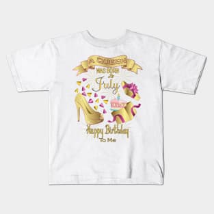 A Queen Was Born In July Happy Birthday To Me Kids T-Shirt